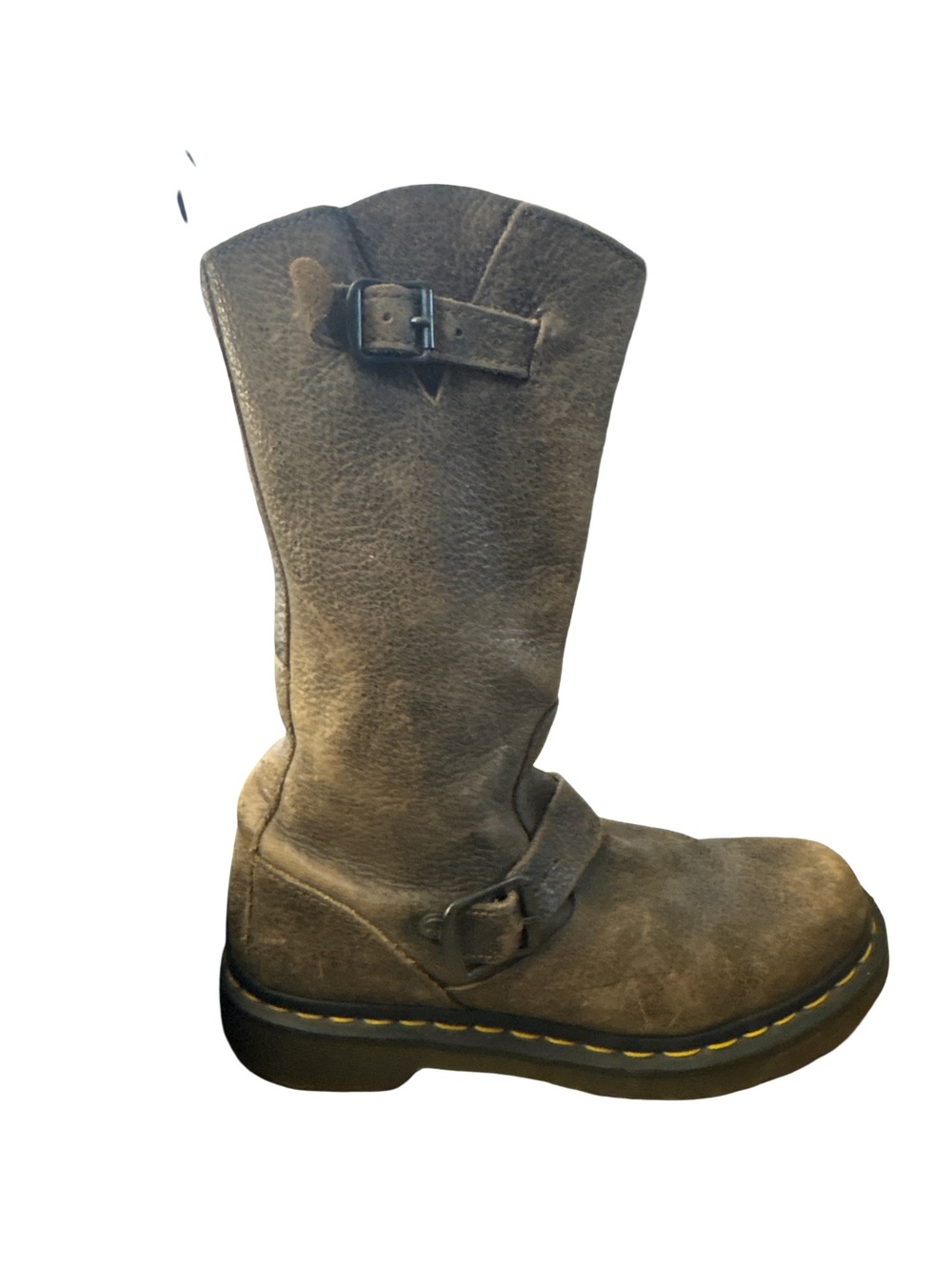 Dr. Martens Brown Leather Mid-Calf Moto Boots - size 6